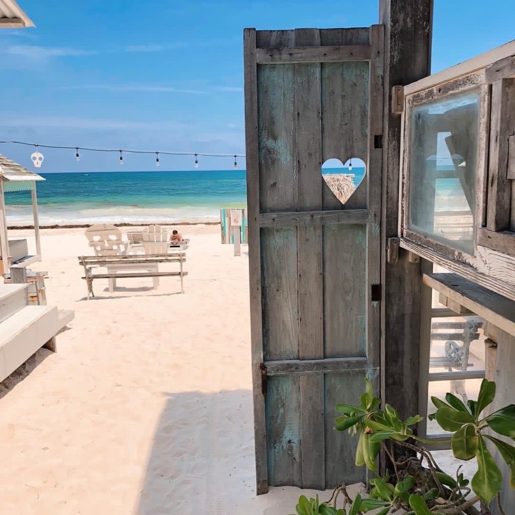 Beach side area with heart cutout