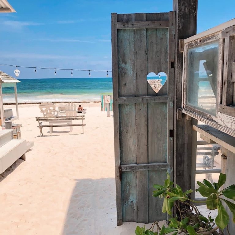 Beach side area with heart cutout